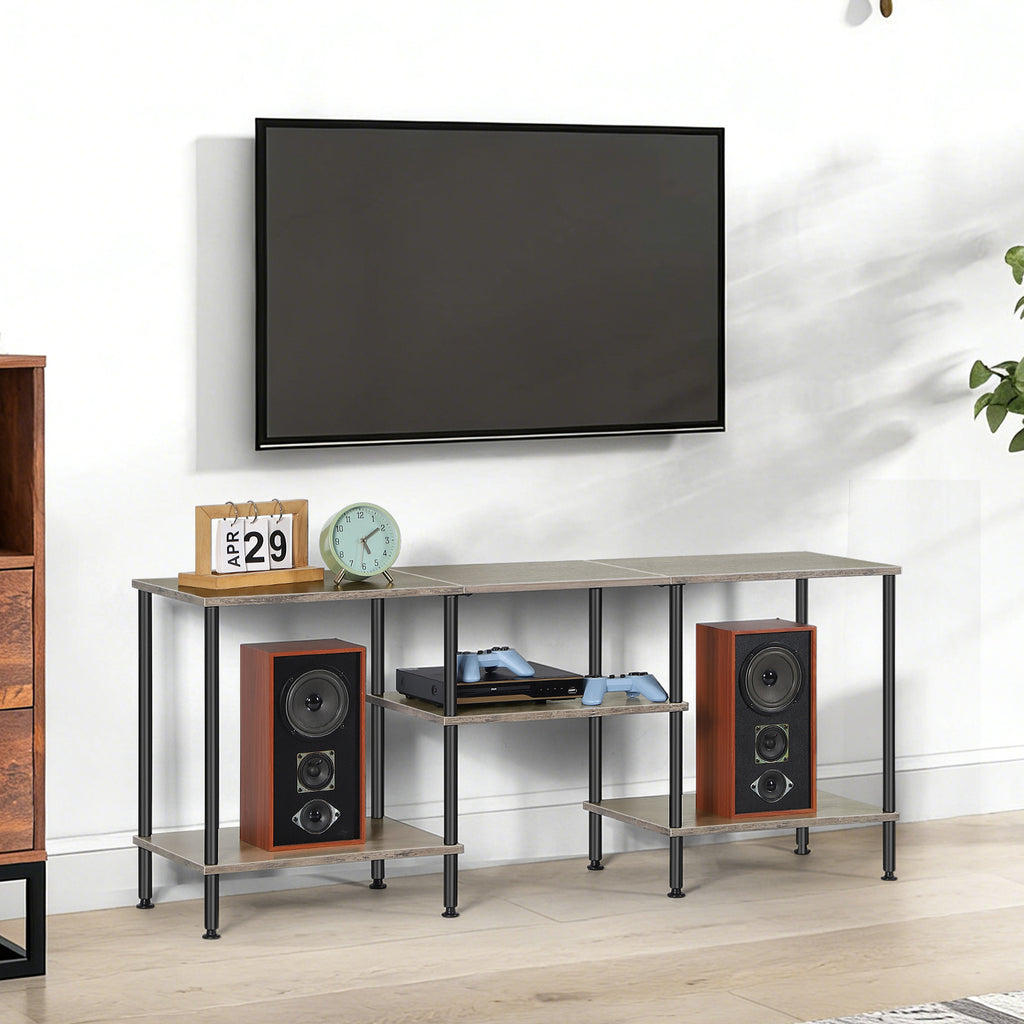 FANSXIVITA Black TV Stand Farmhouse Entertainment Center Television Stands with Open Storage, Industrial TV Console Table for Bedroom, Living Room