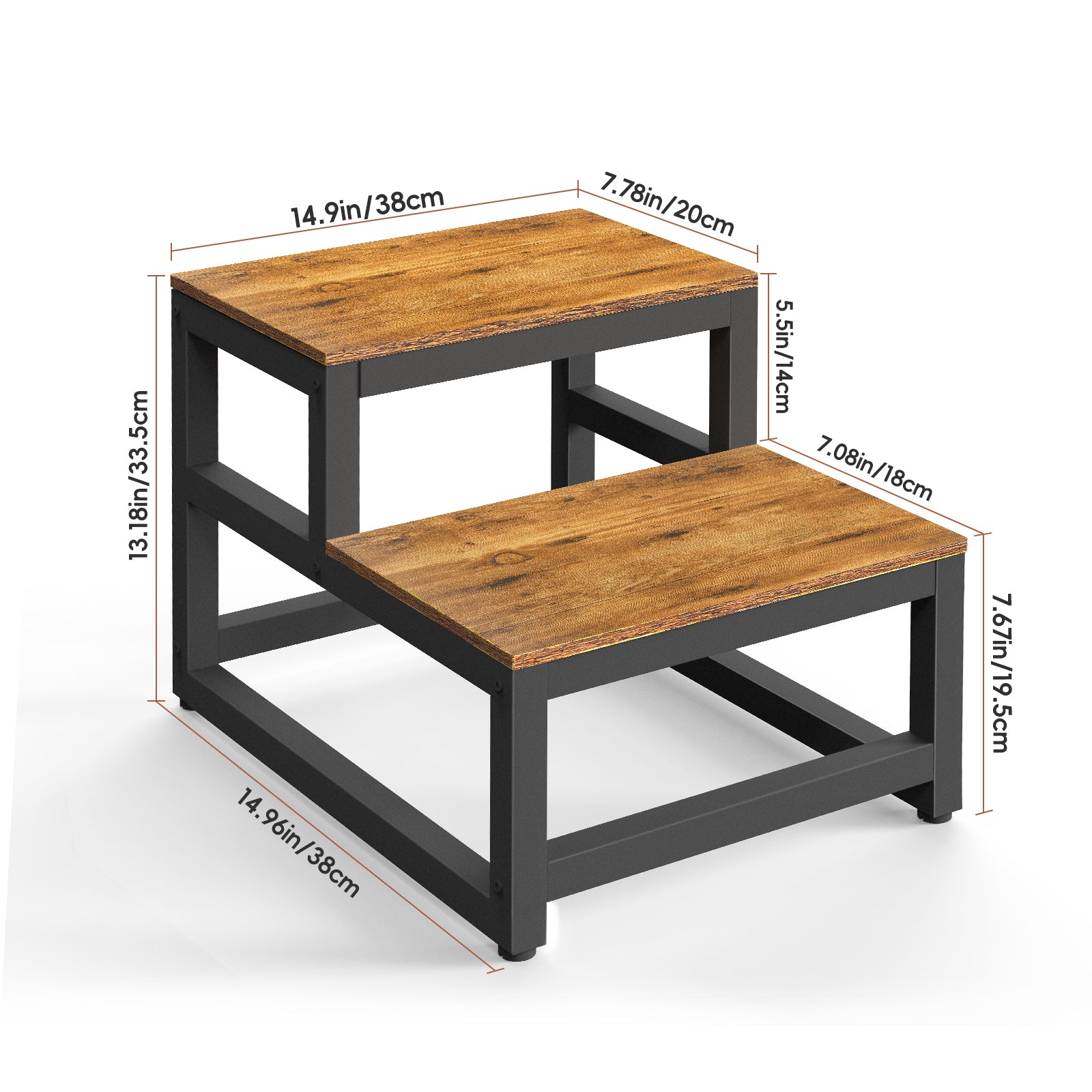 FANSXIVITA Small Foot Stools, Kids 2 Step Stool, Rubber Wood Step for Children, Durable, Non-Slip, Toddler Step Stool, Easy to Clean