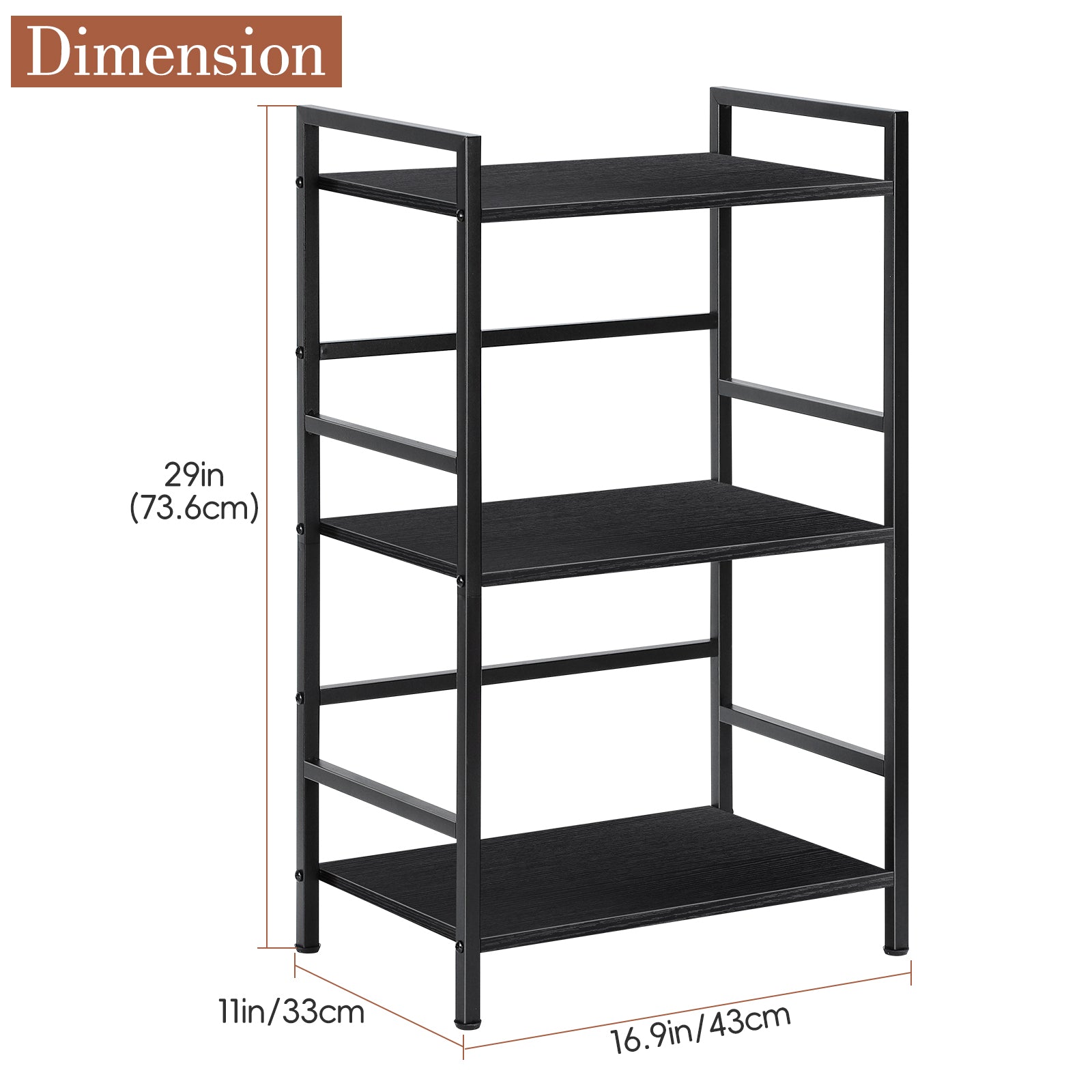 FANSXIVITA 3-Tier Book Stands Holder, Organizer Bookcase with Storage Shelves, Modern Bookshelves Organizer, Floor Standing Book Shelf for Bedroom, Living Room, Office