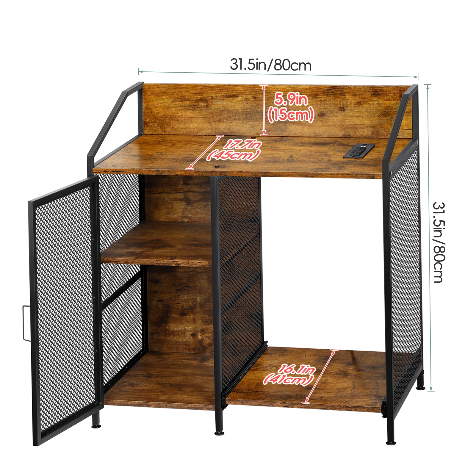 FANSXIVITA Filing Cabinets with Charging Station, Wood Filing Cabinet, Lateral Filing Cabinet, Printer Stand with Open Shelves for Home Office, Rustic Brown