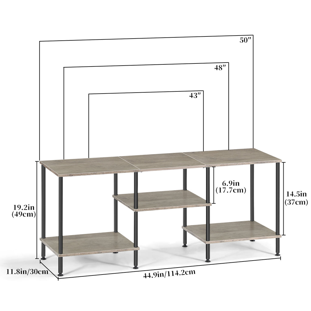 FANSXIVITA Black TV Stand Farmhouse Entertainment Center Television Stands with Open Storage, Industrial TV Console Table for Bedroom, Living Room
