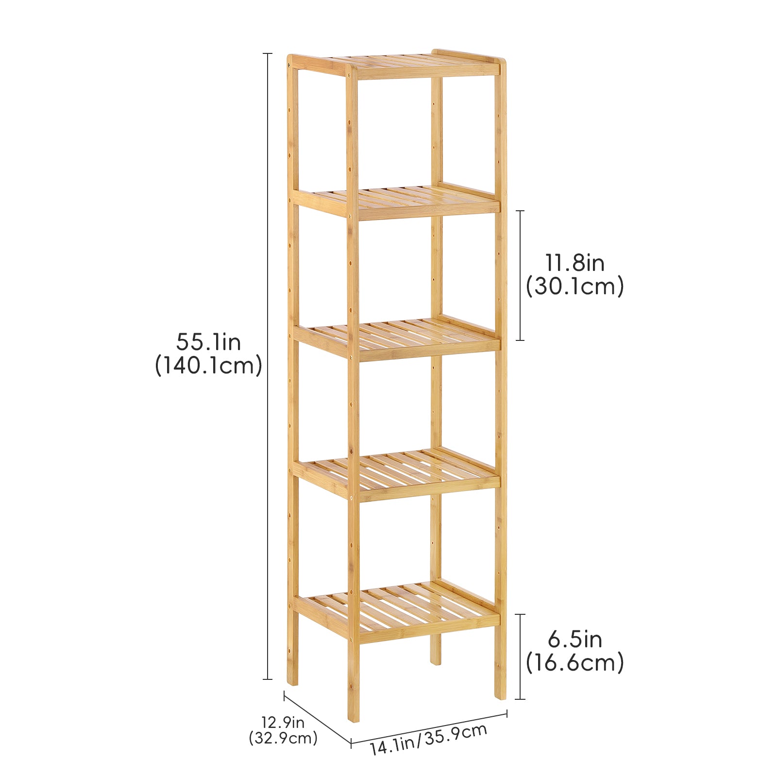 FANSXIVITA Bamboo Plant Racks 5-Tier Bathroom Shelf Multifunctional Storage Rack, Plant Flower Display Stand for Narrow Space, Living Room, Bedroom, Kitchen