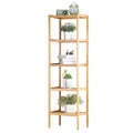 FANSXIVITA Bamboo Plant Racks 5-Tier Bathroom Shelf Multifunctional Storage Rack, Plant Flower Display Stand for Narrow Space, Living Room, Bedroom, Kitchen