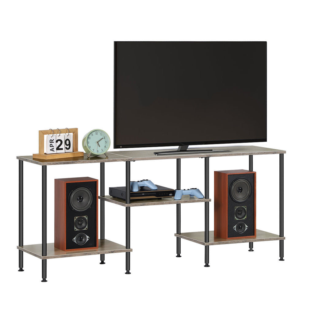 FANSXIVITA Black TV Stand Farmhouse Entertainment Center Television Stands with Open Storage, Industrial TV Console Table for Bedroom, Living Room