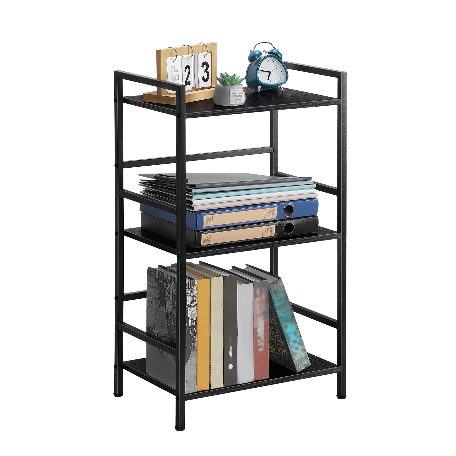 FANSXIVITA 3-Tier Book Stands Holder, Organizer Bookcase with Storage Shelves, Modern Bookshelves Organizer, Floor Standing Book Shelf for Bedroom, Living Room, Office